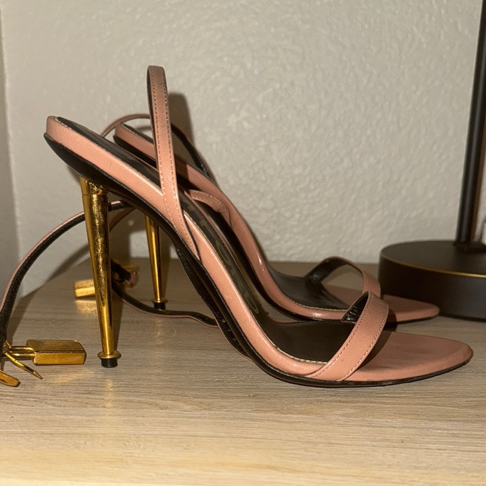 Tom Ford Gold and Tan Heels with Modern Silhouette
